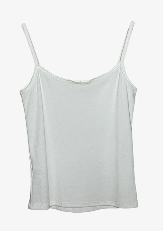 White Spaghetti Straps W/Flower Camisole