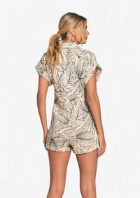 Floral Short Sleeve Collared Romper