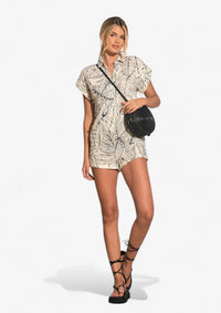 Floral Short Sleeve Collared Romper