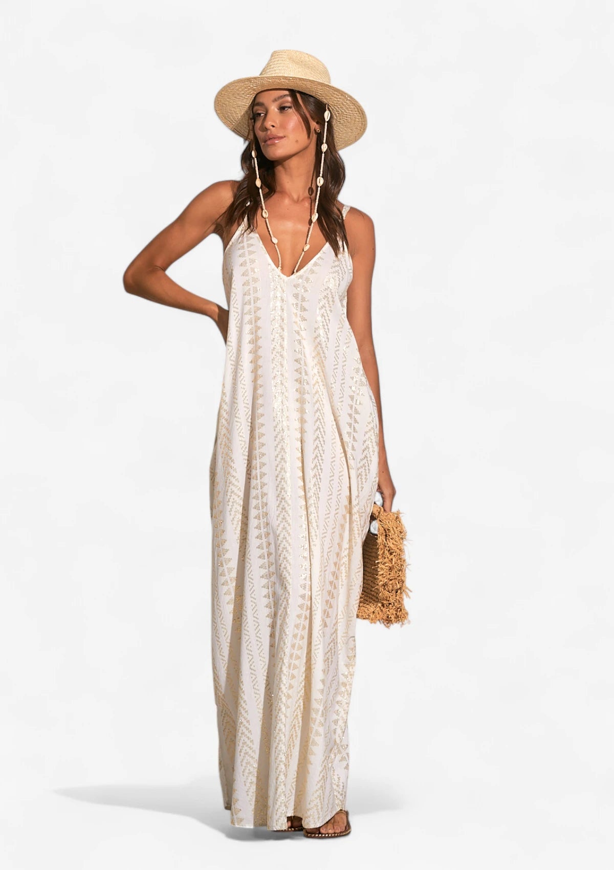 Gold Arrow Maxi Spaghetti Strap Dress