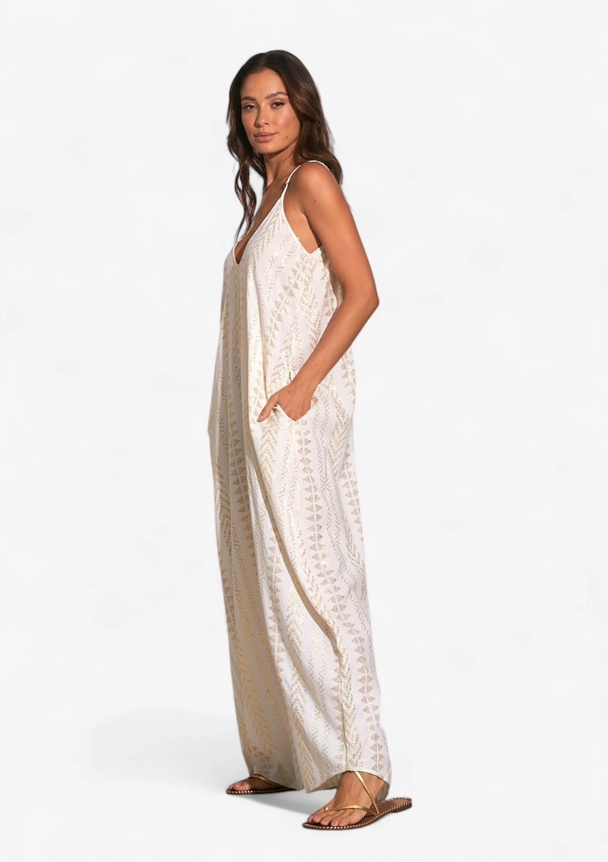 Gold Arrow Maxi Spaghetti Strap Dress