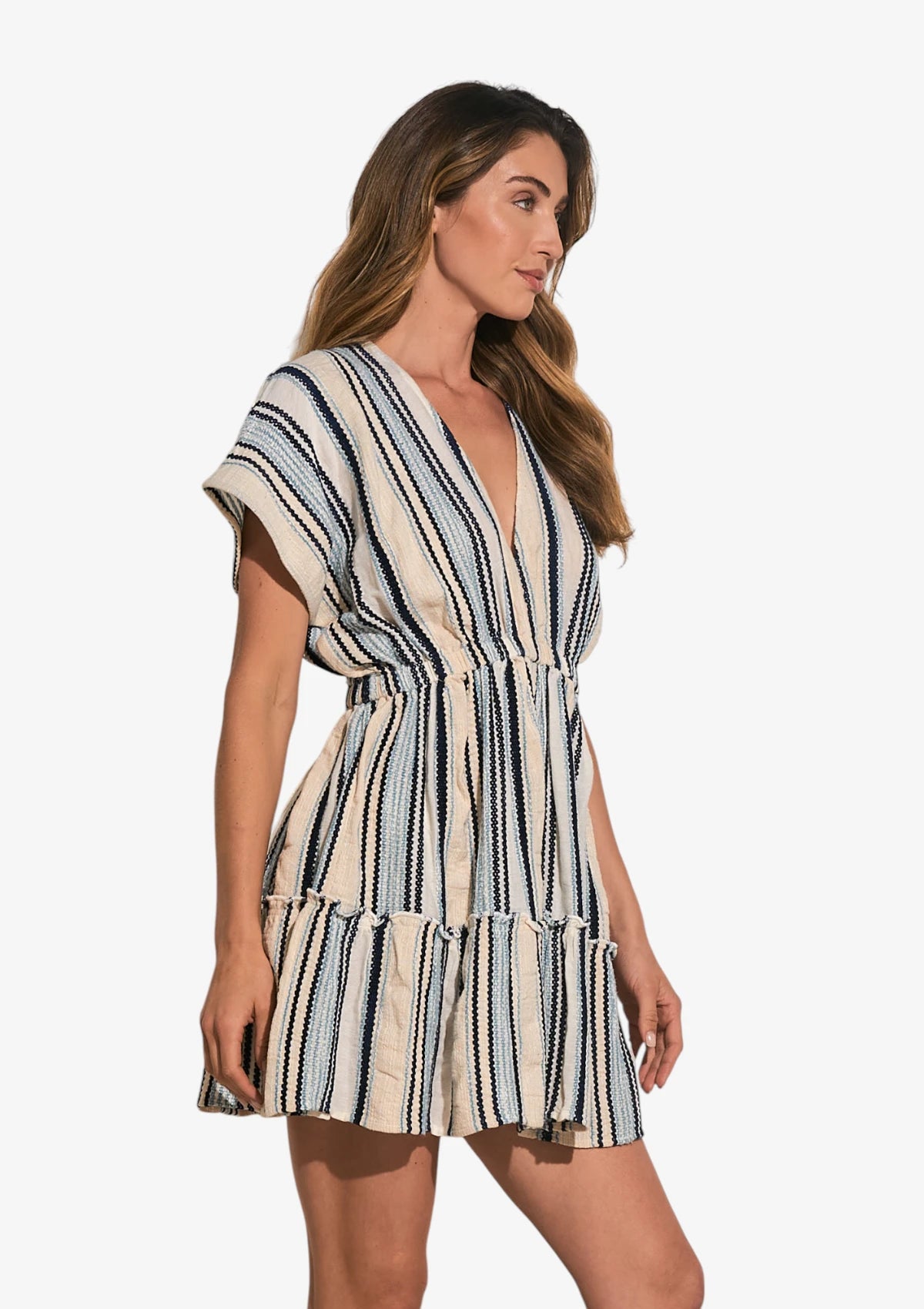 Natural Blue Stripe Sleeveless Dress