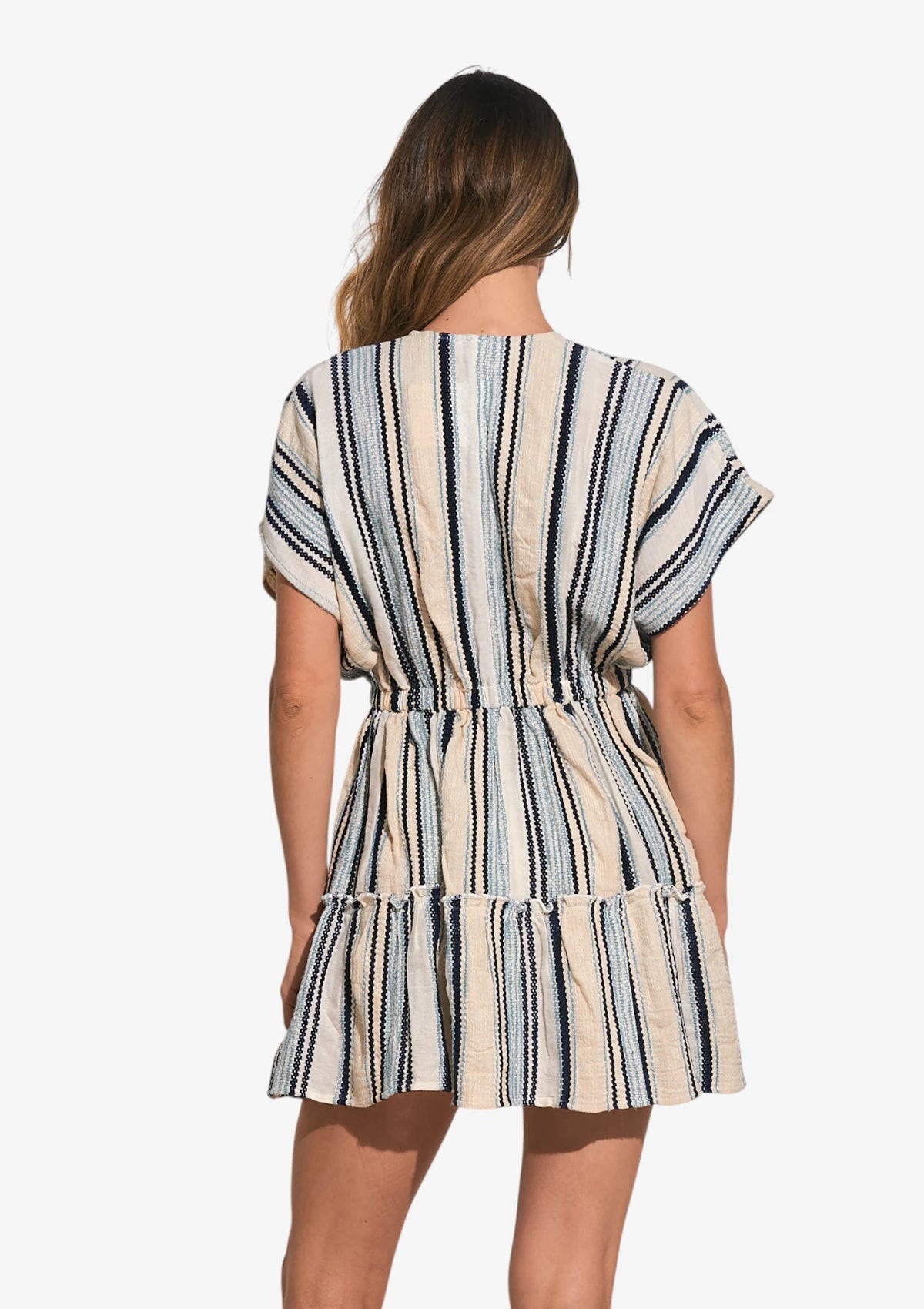 Natural Blue Stripe Sleeveless Dress