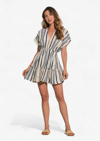 Natural Blue Stripe Sleeveless Dress