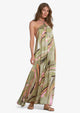 Green Floral Maxi Halter Dress