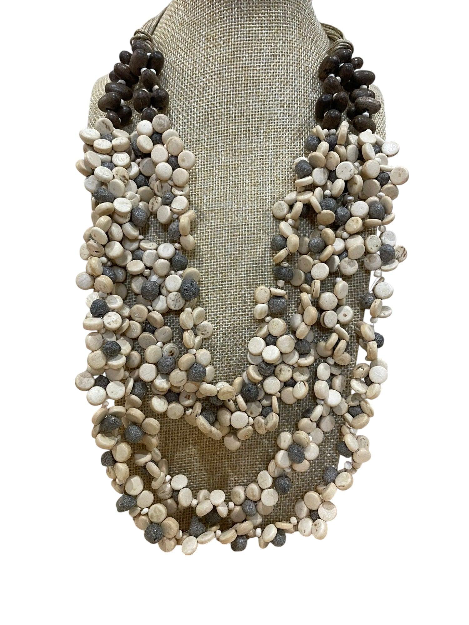 Mimiluca Boutique tiered beaded necklace.