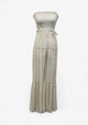 Beige Strapless Wide Leg Jumpsuit