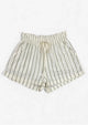 Striped shorts with a drawstring on a white background
