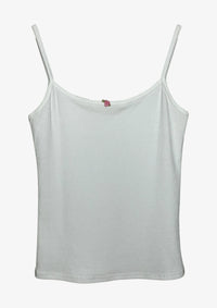 White Spaghetti Straps W/Flower Camisole