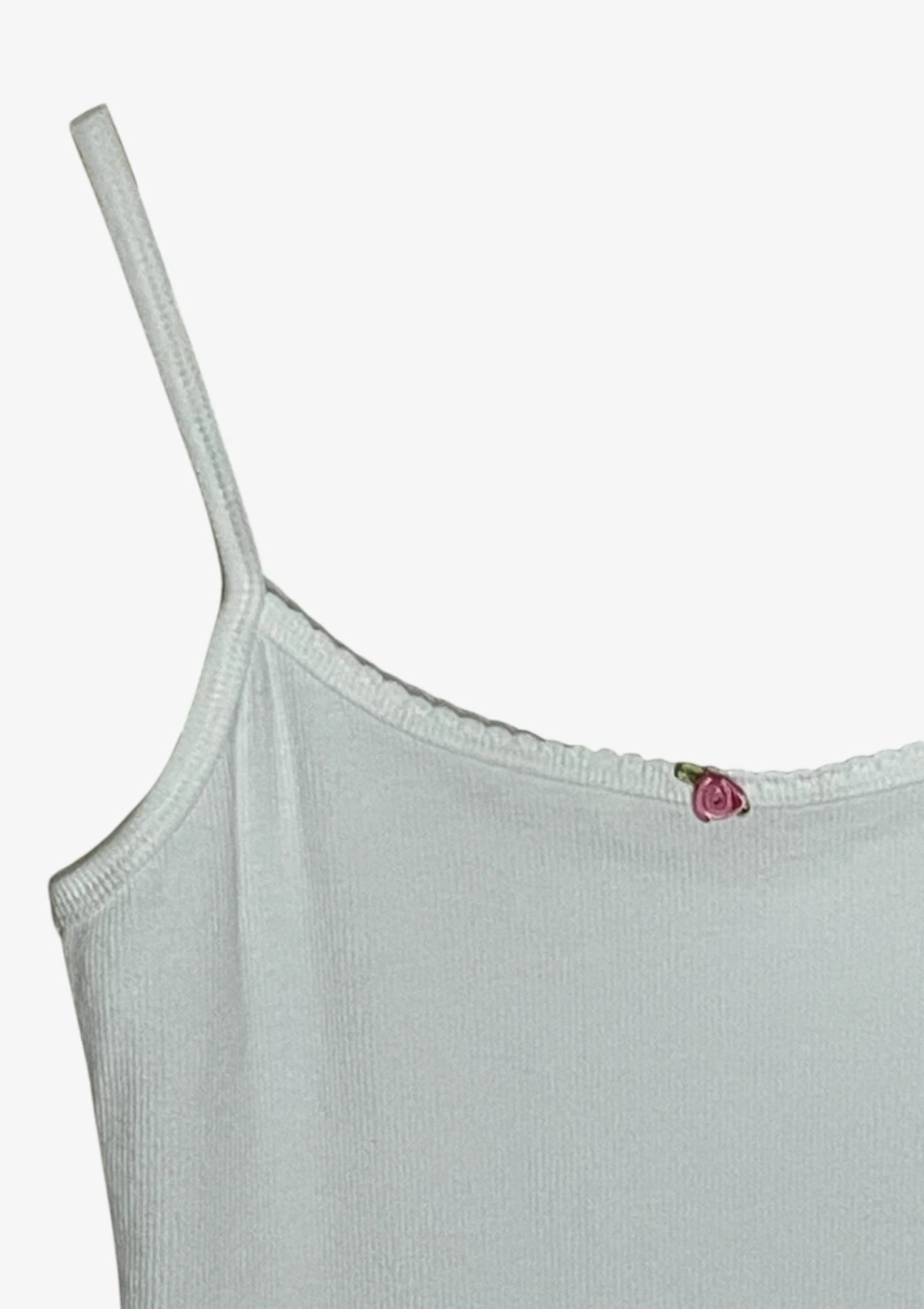 White Spaghetti Straps W/Flower Camisole