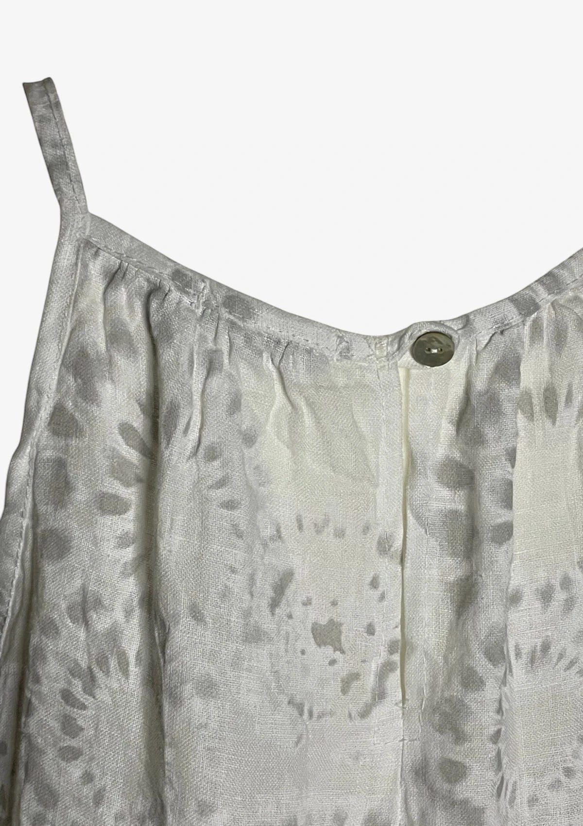 White and Gray Linen Mini Dress