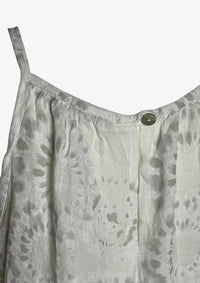 White and Gray Linen Mini Dress