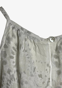 White and Gray Linen Mini Dress