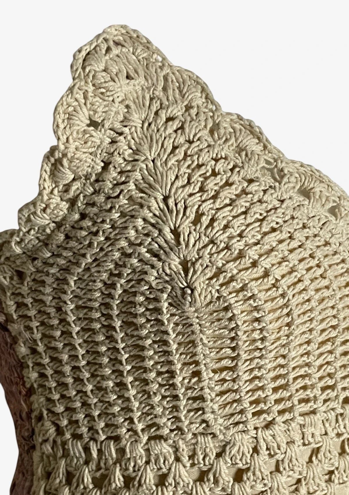Beige Crochet Floral Pattern Dress