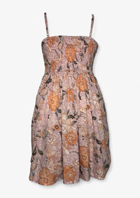 Beige Crochet Floral Pattern Dress