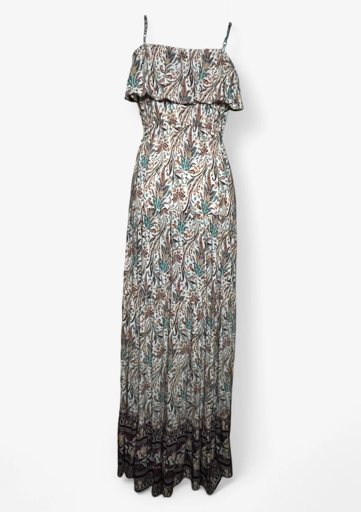 Floral Spaghetti Straps Button Maxi Dress
