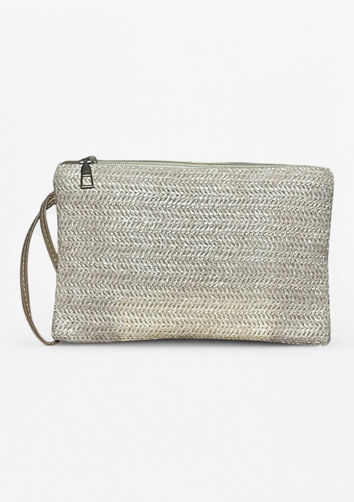 Beige Kajaia Straw Clutch Bag