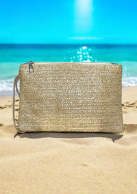 Yellow Kajaia Straw Clutch Bag