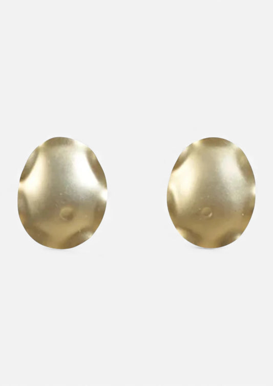Pair of gold earrings on a white background